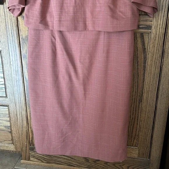 NWT Ann Taylor Elbow Sleeve Overlay Sheath Dress Rose Pink Crosshatch Size 14 - Picture 6 of 10